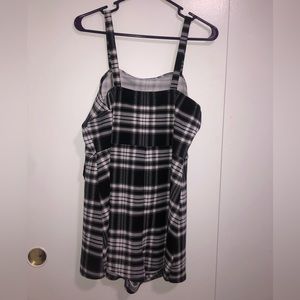 XL, black and white checkered romper